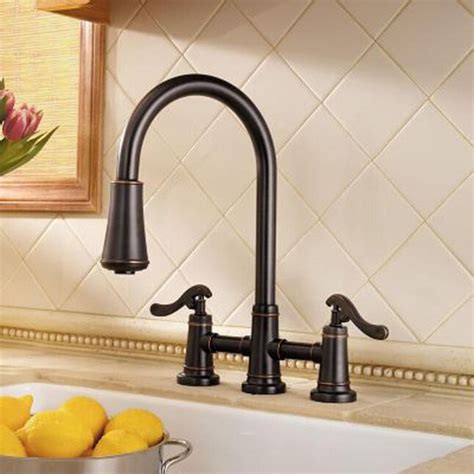 Pfister Ashfield Tuscan Bronze 2 Handle Deck Mount Pull Down Handle Kitchen Faucet At