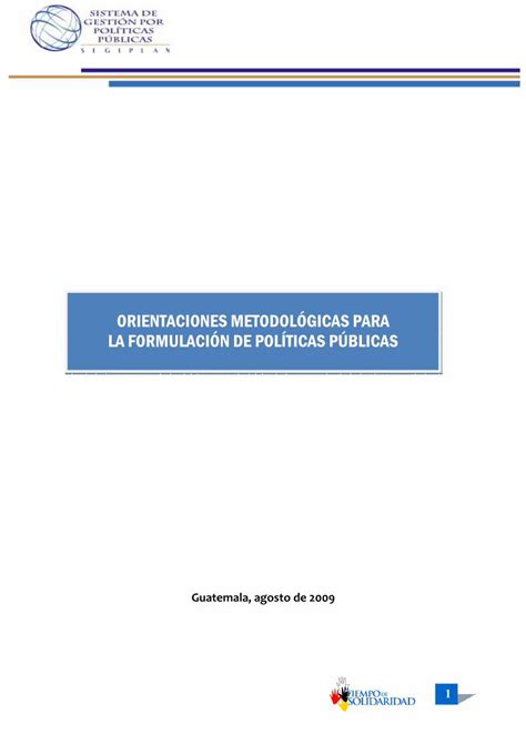 Pdf Orientaciones Metodol Gicas Para La Formulaci N De N