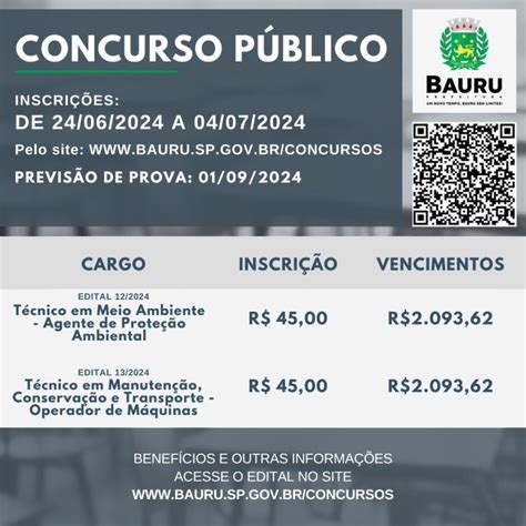 Prefeitura De Bauru Vai Abrir Inscri Es Dos Concursos P Blicos De Sete