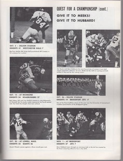 1968 Acfl Championship Game Program Hartford Knights 30 Virginia