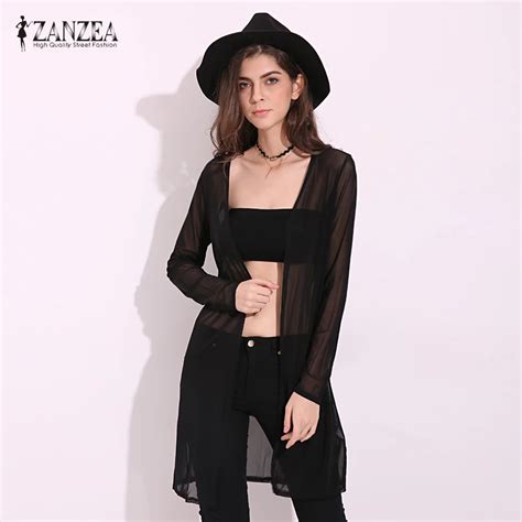 Zanzea 2018 Women See Through Cardigans Spring Fashion Long Sleeve