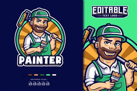 Painter Mascot Template Logo Illustrator Templates Creative Market