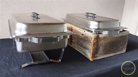 Rustic Wooden Chaffing Boxes Buffet Set Up Buffet Presentation