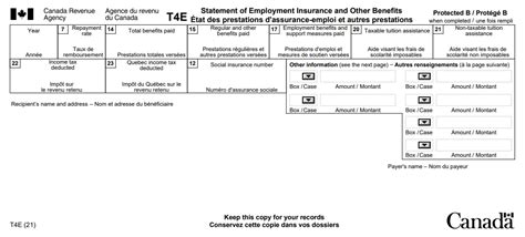 T E Slip Statement Of Employment Insurance And Other Benefits