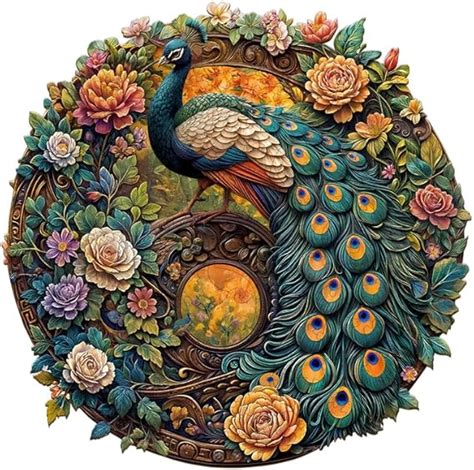 Amazon Jigfoxy Wooden Puzzles For Adults Yin Yang Peacock Wooden