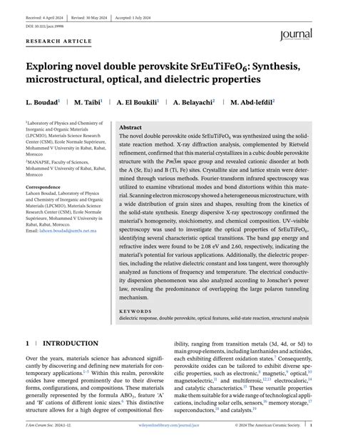 Exploring Novel Double Perovskite Sreutifeo Synthesis