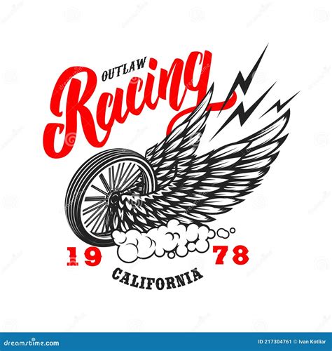 Outlaw Racing Emblem Template With Cartoon Racer Gorilla Design