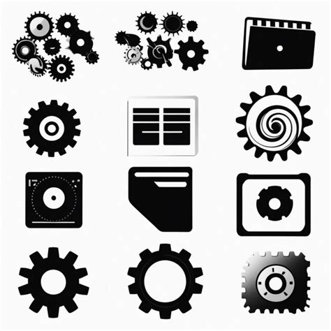 Black And White Gear Icons And Logos Premium Ai Generated Image