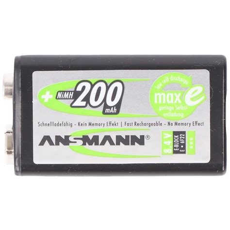 Ansmann maxE NiMH Akku E Block 200mAh 9 Volt 6F22 Akku nach Größe