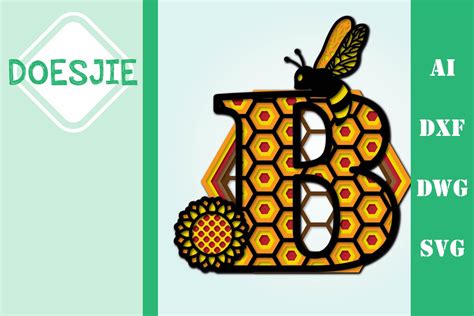 Bee Letter B Multi Layer Mandala Honeycomb Alphabet 540512 Cut