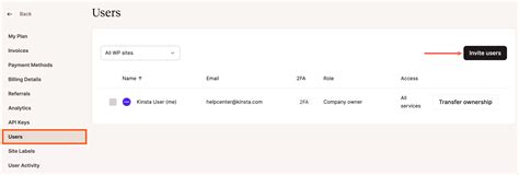 Company Settings User Management Kinsta Docs