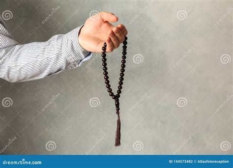 Man Hold Prayer Beads In Hand Stock Photo Image Of Faith Muslim