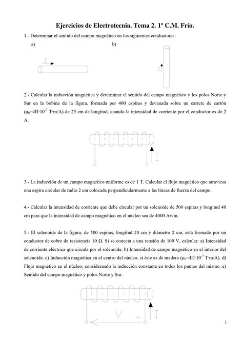 PDF Ejercicios de Electrotecnia Tema 2 1º C M Frío Ejercicios