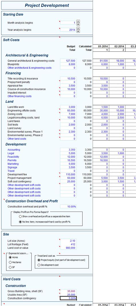 Commercial Real Estate Development Pro Forma Excel Cornerjenol