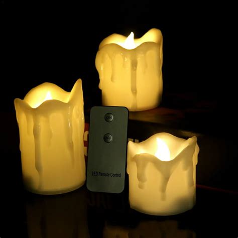 3pcsset Flameless Led Candles Real Wax Battery Operated Tea Lights Home Holiday Deaoration T