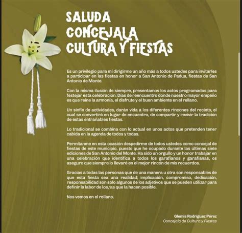 Actos Fiestas En Honor A San Antonio De Padua Garaf A La Palma