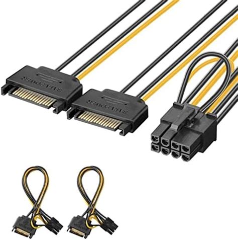 J D 2 Paquets 6 Pin vers 8 Pin PCI Express PCIe Graphique la Vidéo