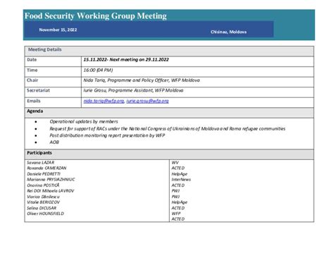 Document Ukraine Situation Moldova Food Security Sub Working