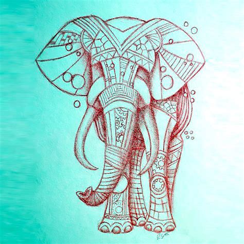 Pink Elephant Tattoo Design