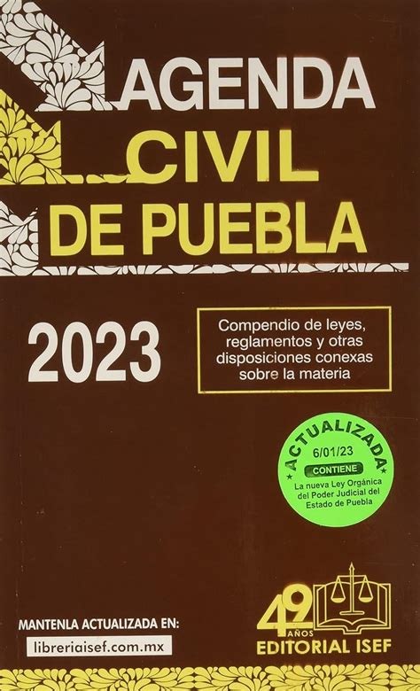 Agenda Civil Del Estado De Puebla 2023 Ediciones Fiscales ISEF