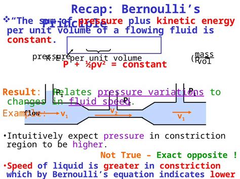 Ppt Recap Bernoullis Principle Pressure Ke Per Unit Volume ρ