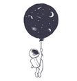 Cute Astronaut Keeps A Balloon Like Moon Vector Image