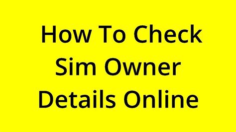 SOLVED HOW TO CHECK SIM OWNER DETAILS ONLINE YouTube