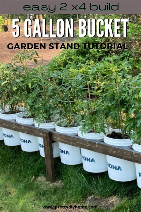 How To Build A Bucket Garden Stand Pretty Diy Home How Can This