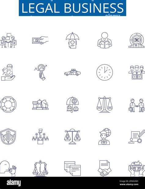 Legal Business Line Icons Signs Set Design Collection Of Law Business