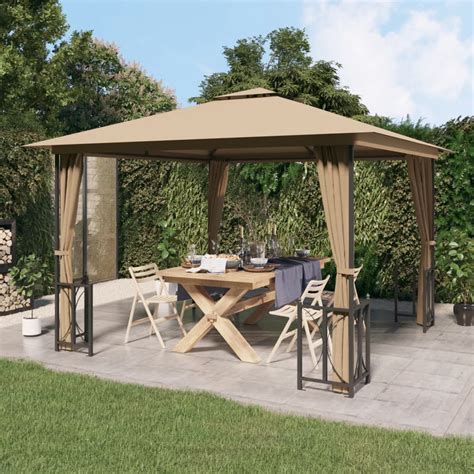 Maison Exclusive Tonnelle Avec Parois Et Toit Double 3x3 M Taupe