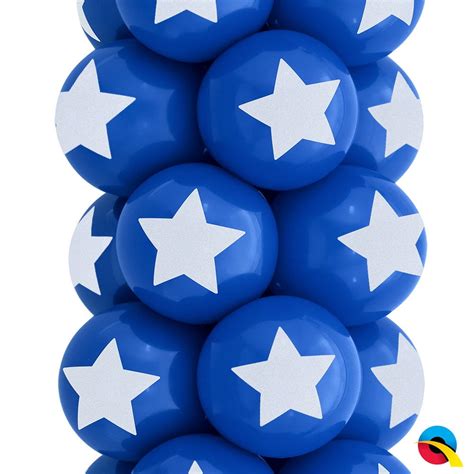 11 Inch Qualatex Star Topprint Dark Blue Latex Balloons 6 Pack Party Supplies Decorations