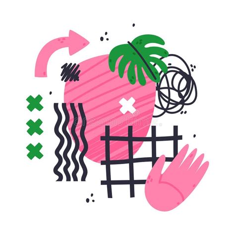 Abstract Composition With Bright Figure And Shape Collage Vector