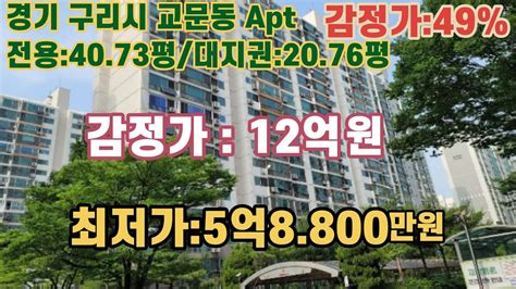 변경221124후 다음 매각기일 미정 경기도 구리시 교문동 교문중학교 동측 인근 교문대우동양고속아파트