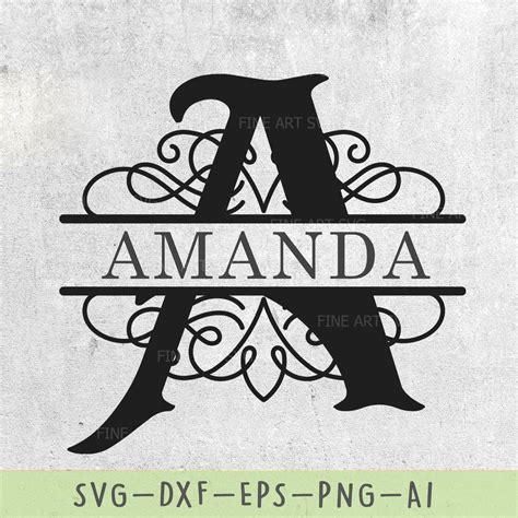 Visual Arts Floral Split Monogram Svg Flower Split Monogram Font Svg