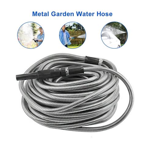 50ft Stainless Steel Lightweight Garden Hose Heavy Duty Metal Watering