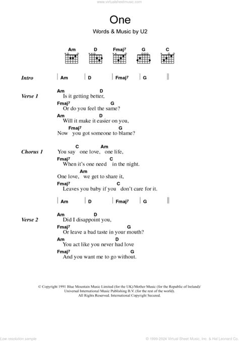 U2 One Sheet Music For Guitar Chords Pdf