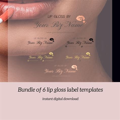 Printable Lip Gloss Labels Downloadable Lip Gloss Label Template Lipbalm Sticker Rose Gold