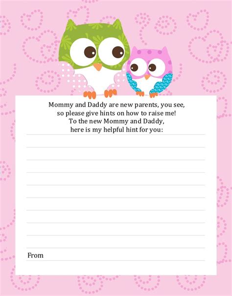 Owl Look Whooo S Having A Girl Baby Shower Notes Of Advice Owl