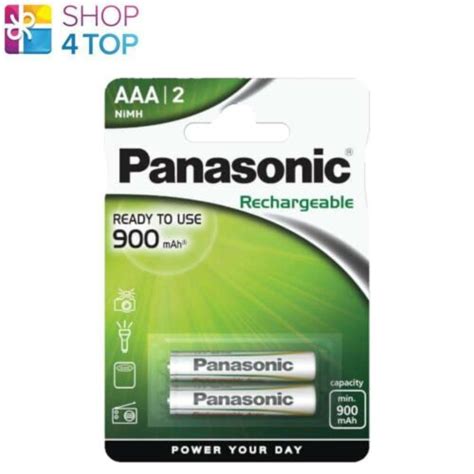 2 Panasonic AAA Rechargeable Ready To Use Batteries 900mAh Nimh 1 2V