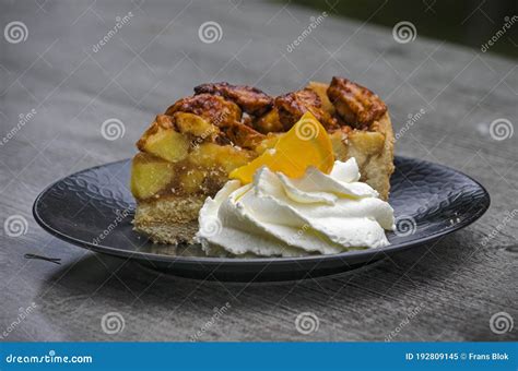 Apple Pie with Whipped Cream Stock Image - Image of eating, slic: 192809145