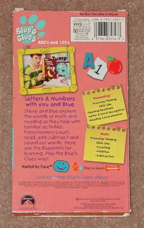 Nick Jr Blue S Clues Vhs Tapes