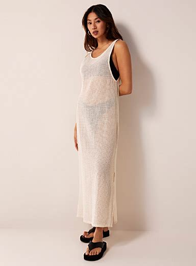 Grid Knit Relaxed Maxi Dress Simons Shop The Beach Dresses For