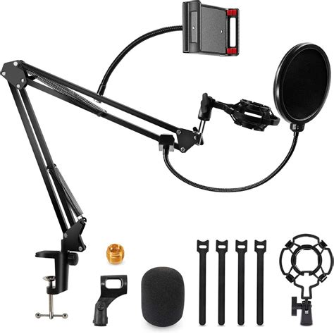 HAUEA Bras Micros Pieds Suspension Supports De Microphone Avec Pince