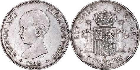 Spanien Pesetas Madrid M Nze Alfonso Xiii Madrid Ss Silber