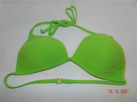 Victorias Secret Lined Triangle Swim Bikini Top Lime Gem