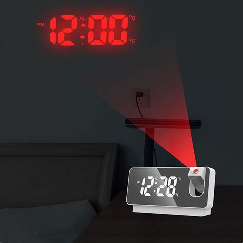 Led Digital Projection Alarm Clock 180 Rotation Led Digital Projection Alarm Clock Temperature