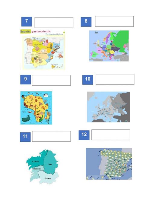 Ejercicio interactivo de Tipos de mapas Mapas para niños Clases de