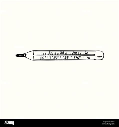 The Mercury In Glass Or Mercury Thermometer Isolated Outline Simple