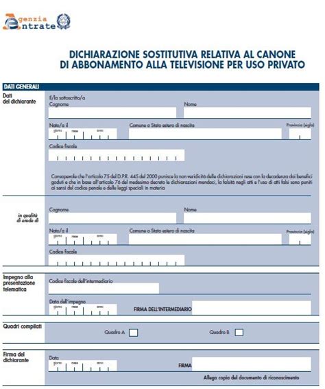 Canone Rai Autocertificazione Esempi Casi Seconda Casa Anziani