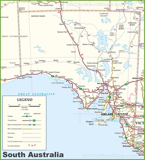 Large detailed map of South Australia with cities and towns - Ontheworldmap.com